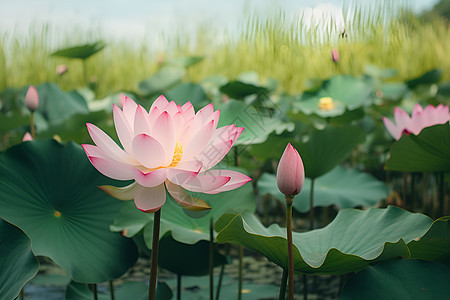 池塘的莲花图片