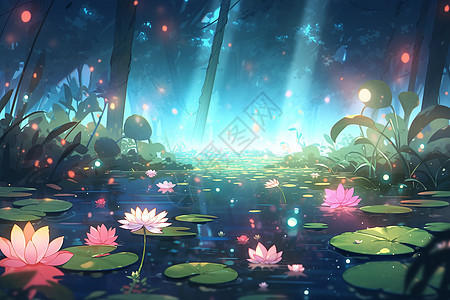 幻境之莲池背景图片