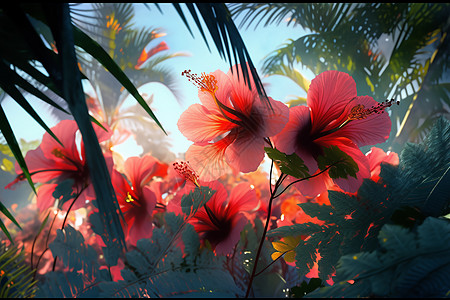 热带园林中的花朵图片