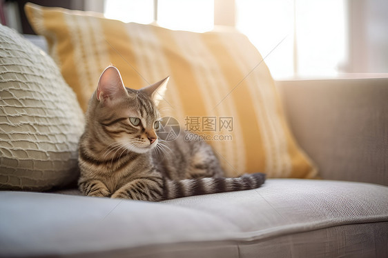 沙发上可爱的小猫图片