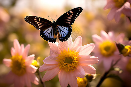 蝴蝶舞飞于花丛间图片