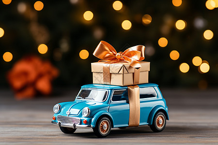 圣诞节礼物的小车背景图片