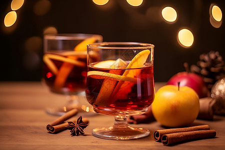 冬季热饮的热红酒背景图片