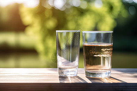 健康饮水的玻璃水杯图片