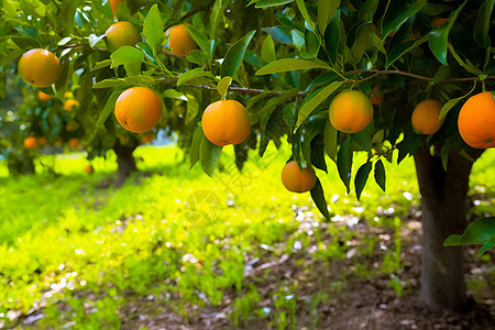 硕果累累的柑橘果园图片