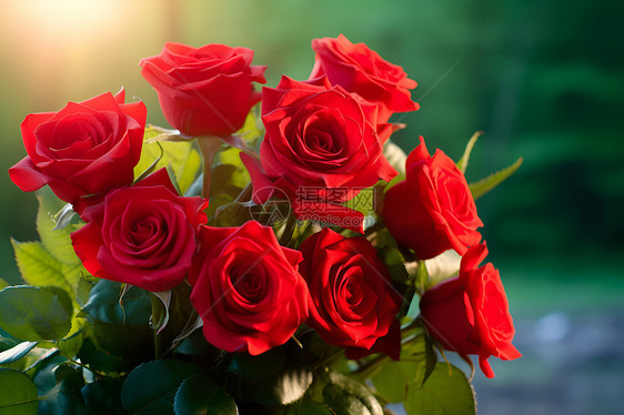 美丽的红色玫瑰花束图片