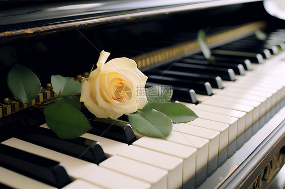 浪漫弹奏的钢琴乐器图片