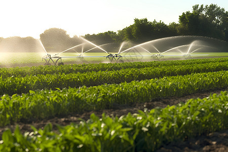 自动化灌溉的农场田野图片