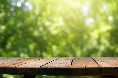 户外花园的木桌背景图片