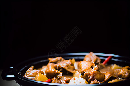 美味佳肴的小鸡炖蘑菇图片