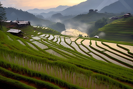 农业种植的梯田背景图片