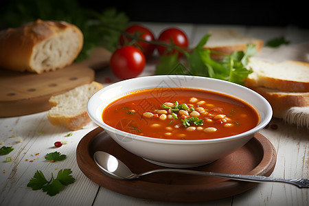 碗中健康的番茄汤图片