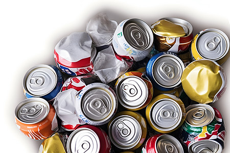废品回收回收再利用的铝罐背景
