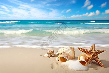 户外沙滩上的贝壳图片