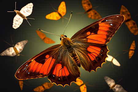 五彩昆虫优雅飞舞的蝴蝶背景