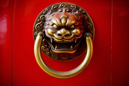 雄狮铁门环中国狮子高清图片