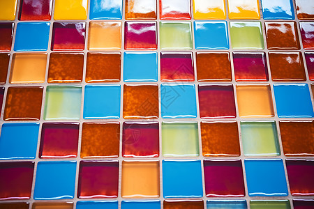 色彩绚丽的玻璃瓷砖墙图片