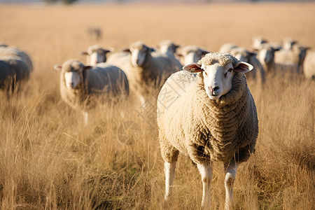 草地上漫步的绵羊图片
