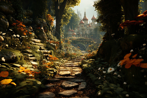 神秘梦幻的丛林城堡图片