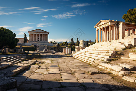 历史悠久的雅典废墟建筑图片