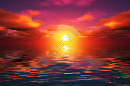 夕阳余晖海洋中的美景图片