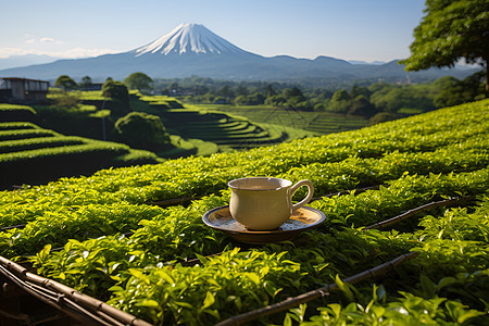 乡村的茶园茶叶图片