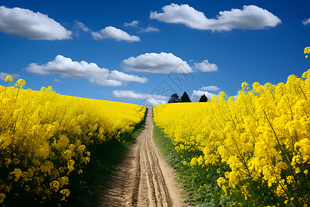 农村的油菜花道路图片