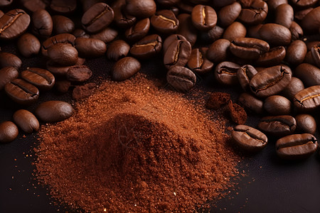 美味的咖啡豆粉末图片