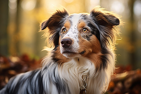 户外森林中的牧羊犬图片