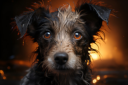 雨天玩耍的宠物狗狗图片