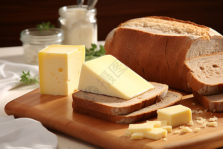 面包上的美味奶酪图片