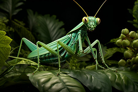 微观世界雨林中的螳螂背景