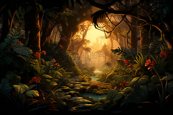 梦幻的森林仙境图片