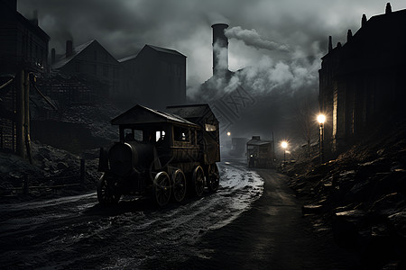 夜幕下的矿场运输车图片