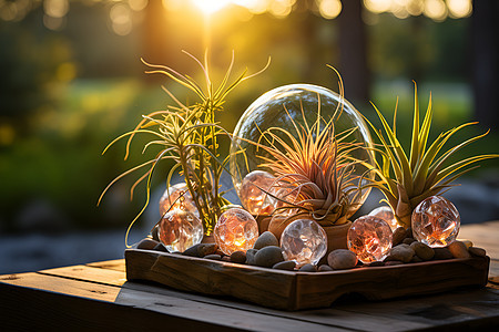 玻璃球中的空气植物图片