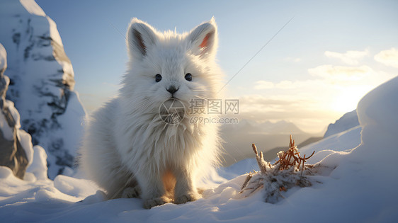 飞跃雪山的兔子图片