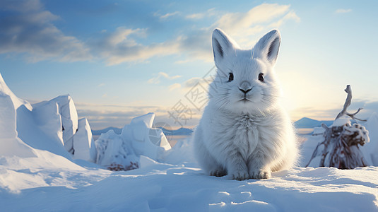 户外可爱的兔子背景图片