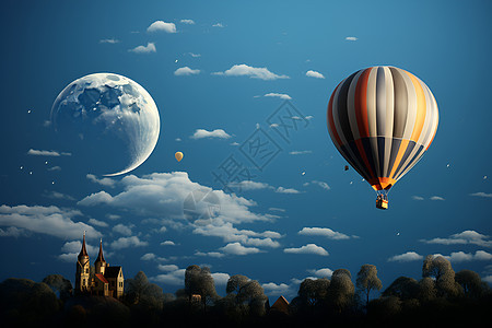 飞翔幻想的热气球图片