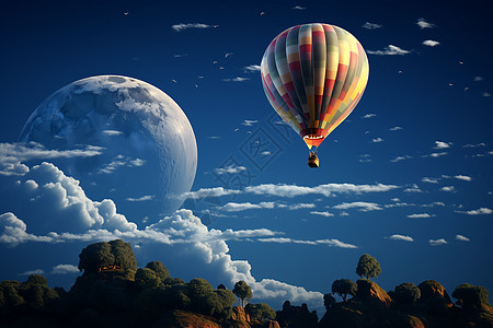 漂浮在天空中的热气球图片