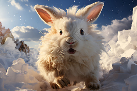 欢快的雪兔背景图片
