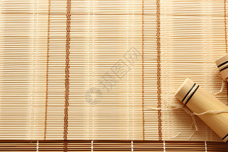 古朴的竹卷垫图片