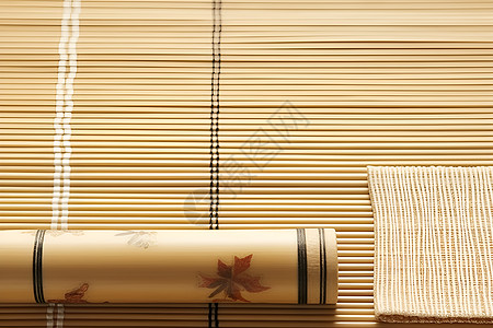 经典的竹卷垫背景图片