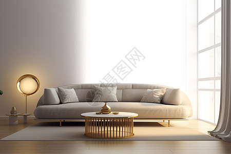 客厅中的沙发和灯具背景图片