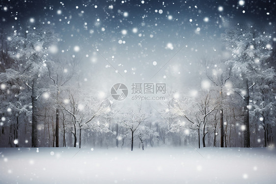 冬季白雪覆盖的森林景观图片