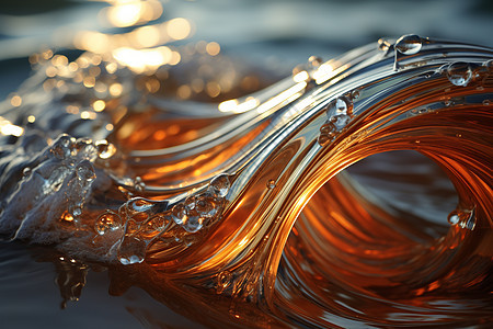 金属质感的3D波浪概念图图片