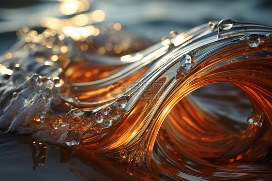 金属质感的3D波浪概念图图片