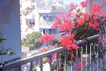 阳台上的梅花花海图片