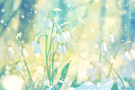 清新自然的雪莲花花朵背景图片