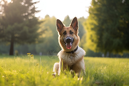 草地上的牧羊犬图片