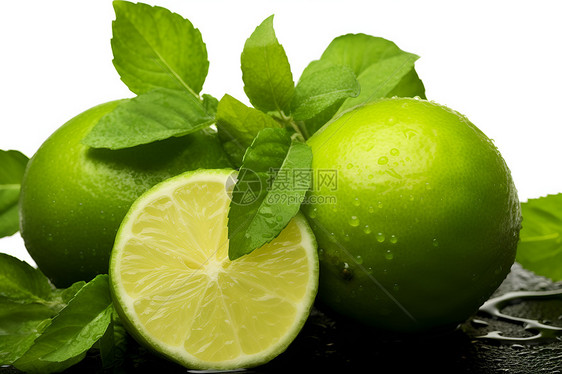柠檬与绿叶图片